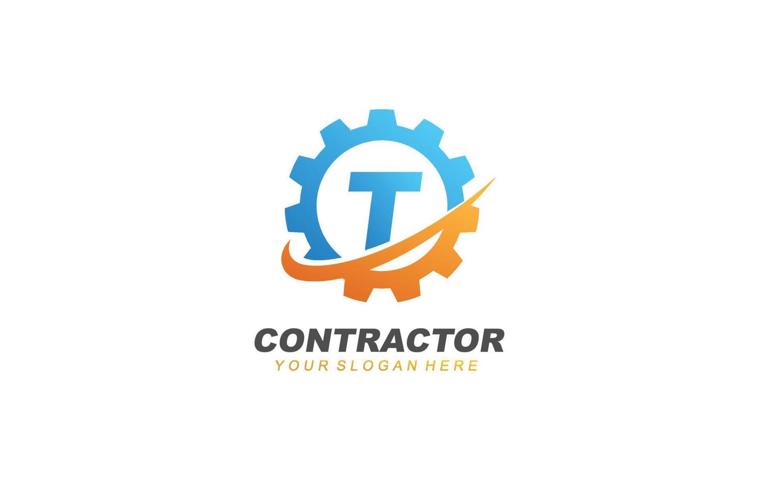 T Engineering logo design inspiration. Vector letter template design for brand.