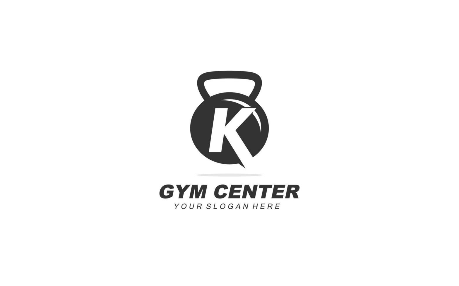 K gym logo design inspiration. Vector letter template design for brand.