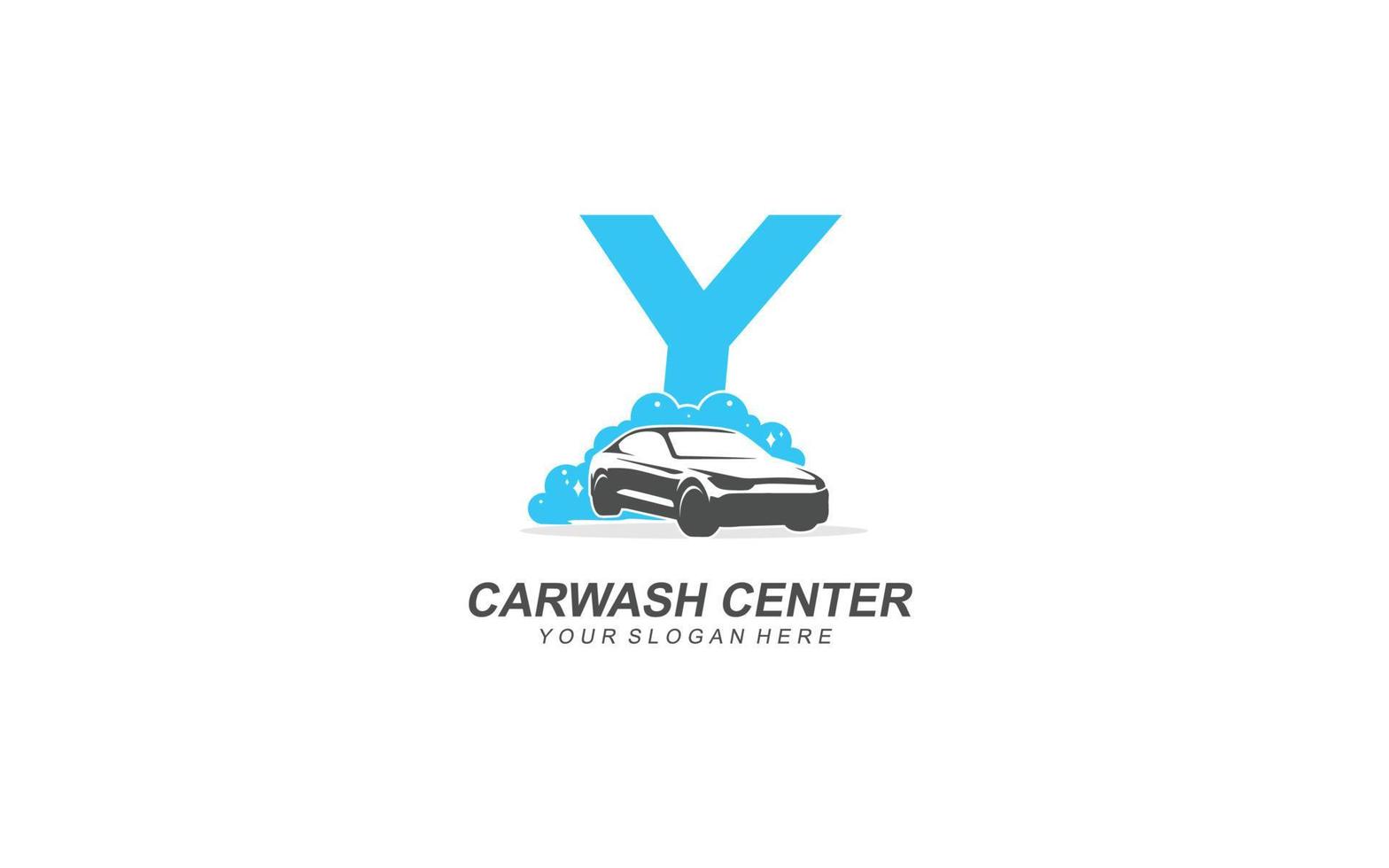 Y Car wash logo design inspiration. Vector letter template design for brand.