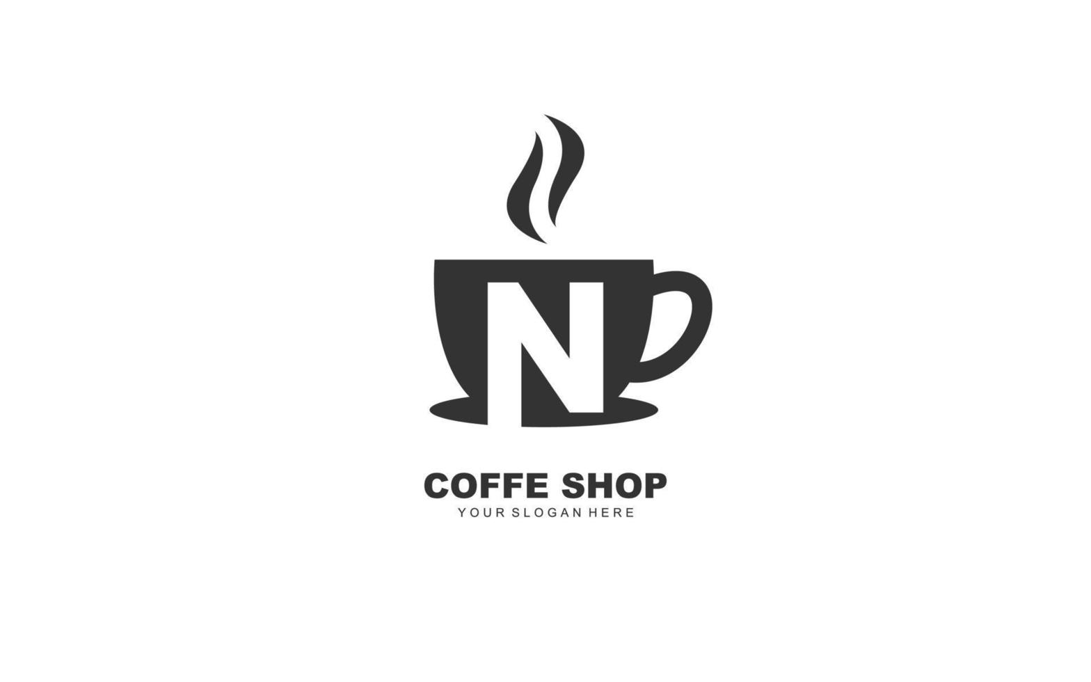 N COFFE logo design inspiration. Vector letter template design for brand.