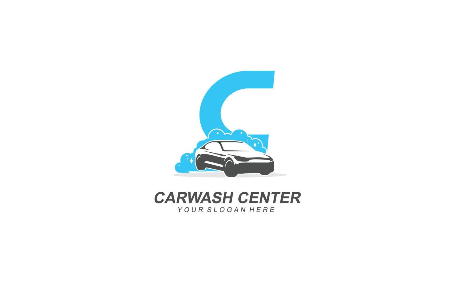 C Car wash logo design inspiration. Vector letter template design for brand.