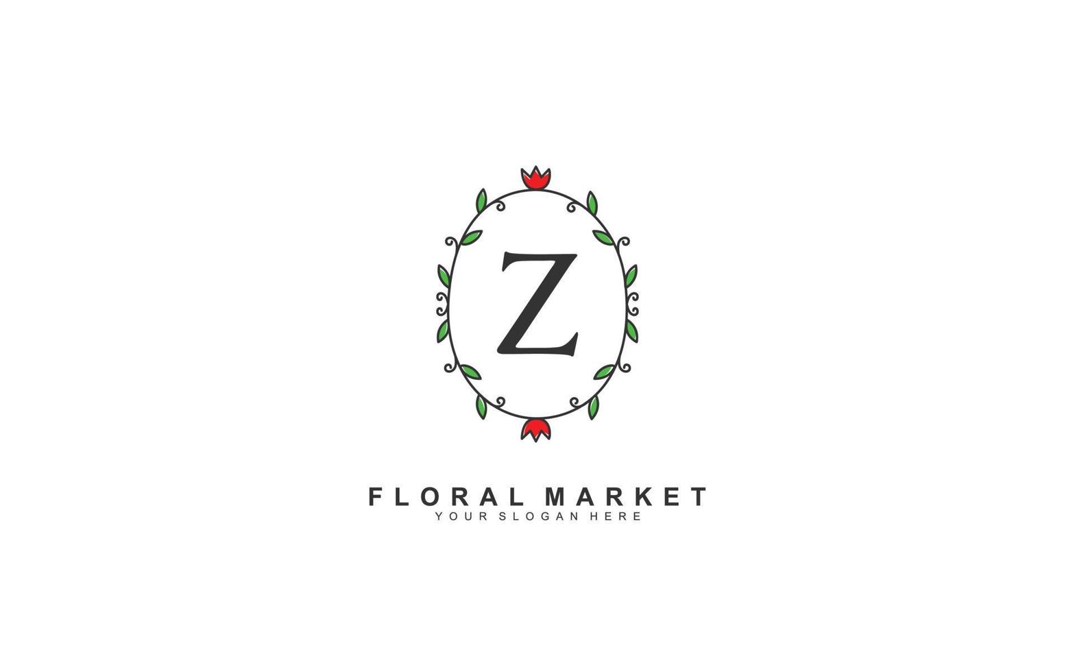 Z beauty floral logo design inspiration. Vector letter wedding template design for brand.