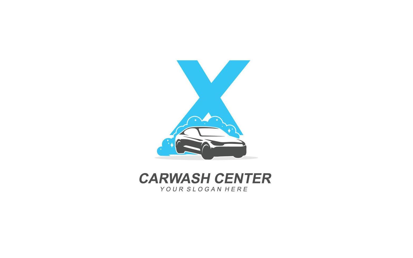 X Car wash logo design inspiration. Vector letter template design for brand.