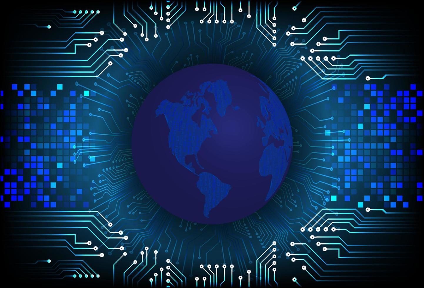 holograma de mapa del mundo moderno sobre fondo de tecnología vector