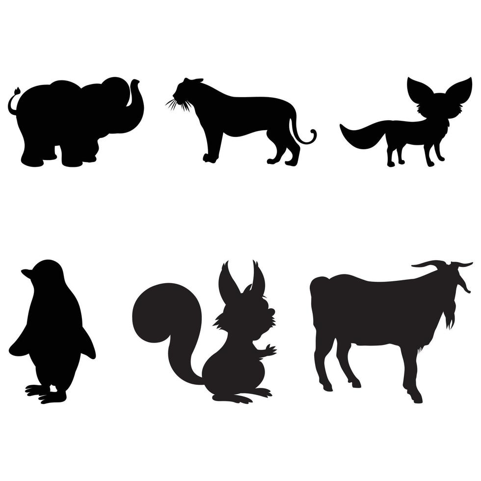 animal vector silohutte conjunto de animales