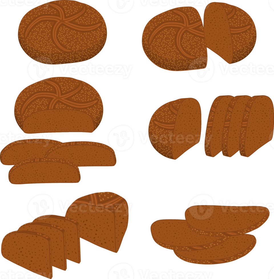 Various sweet tasty baked bread png