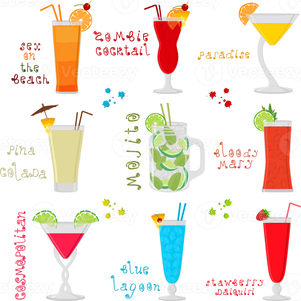 verschiedene süße leckere natürliche alkoholcocktails png