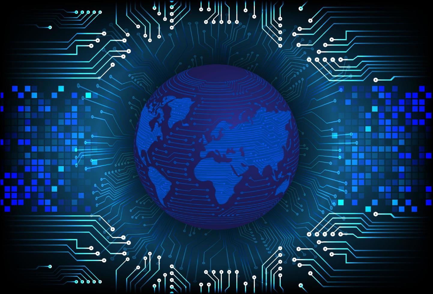 holograma de mapa del mundo moderno sobre fondo de tecnología vector