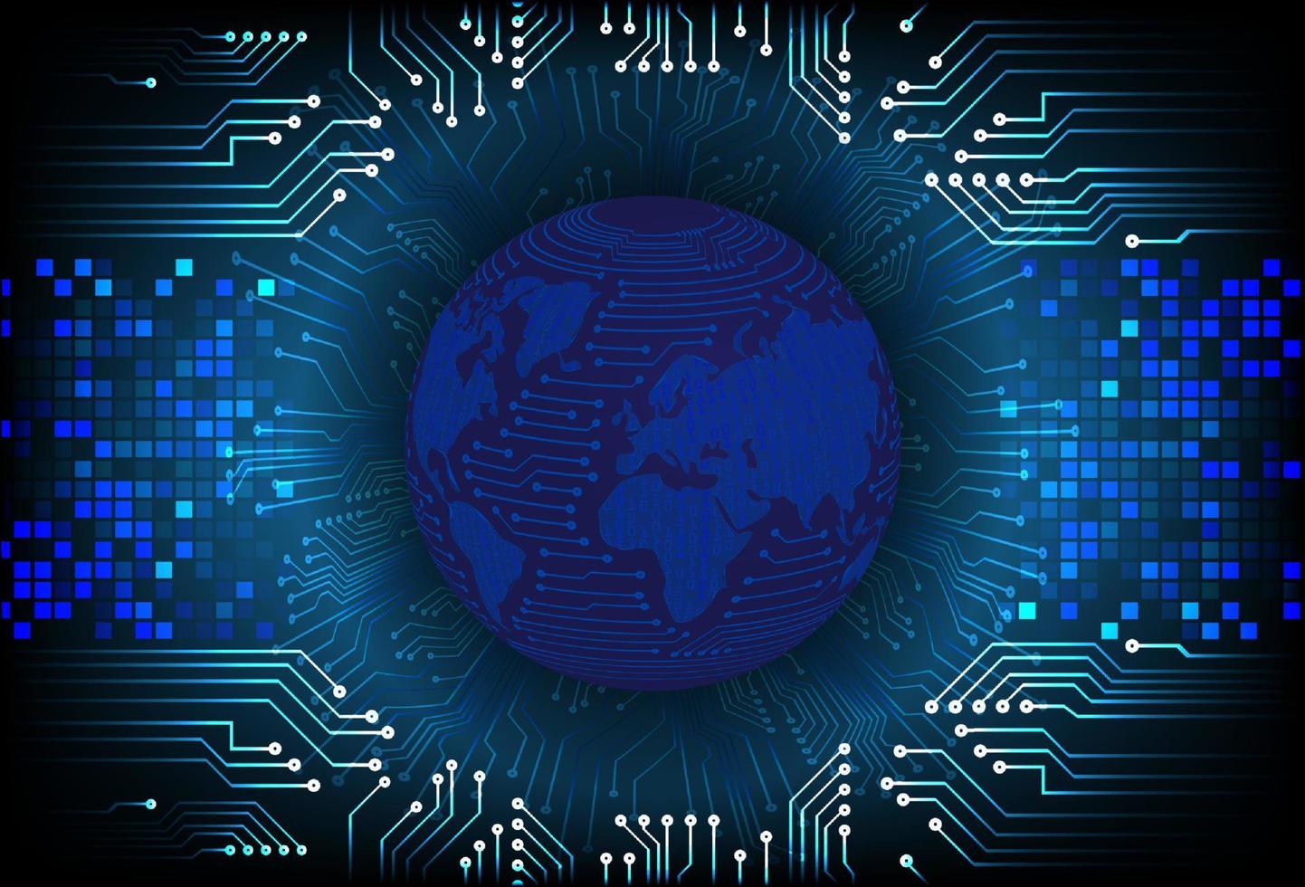 Modern World Map Holograph on Technology Background vector