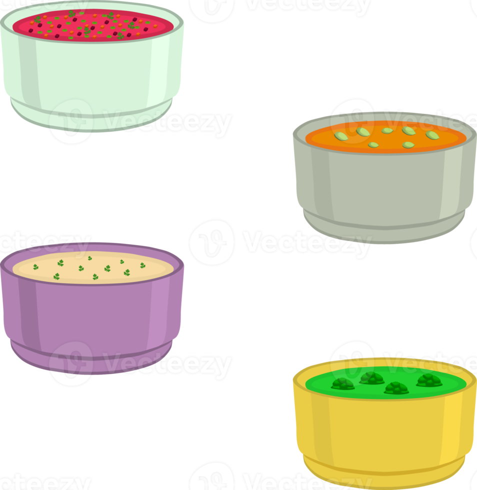 Various ceramic bowl of soup png