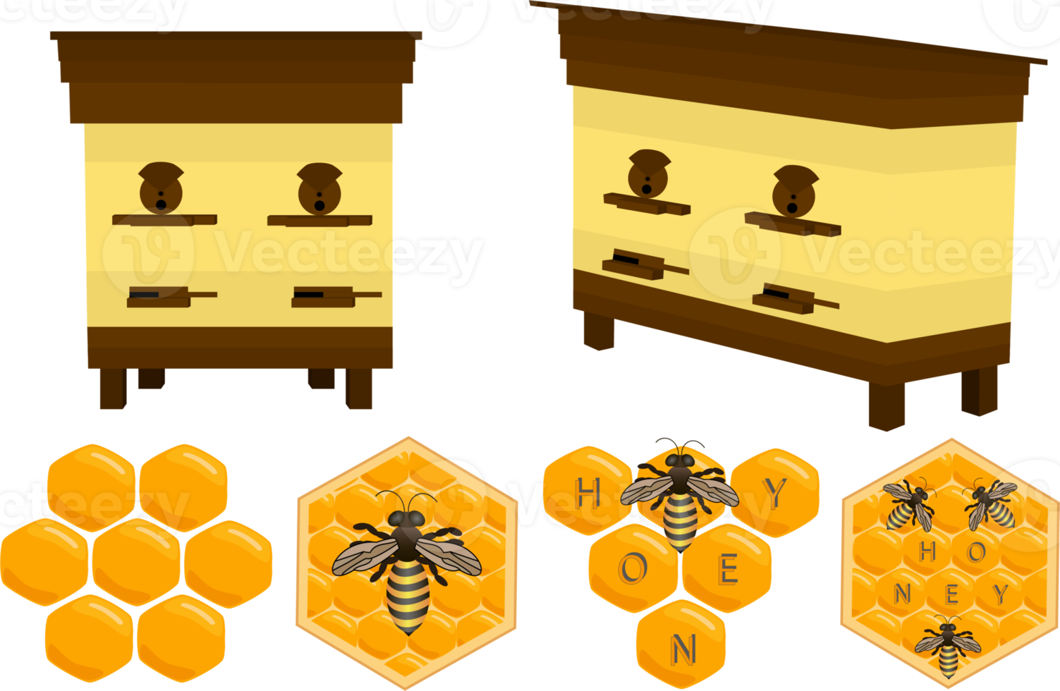 Beehive different size for bees honeycomb png