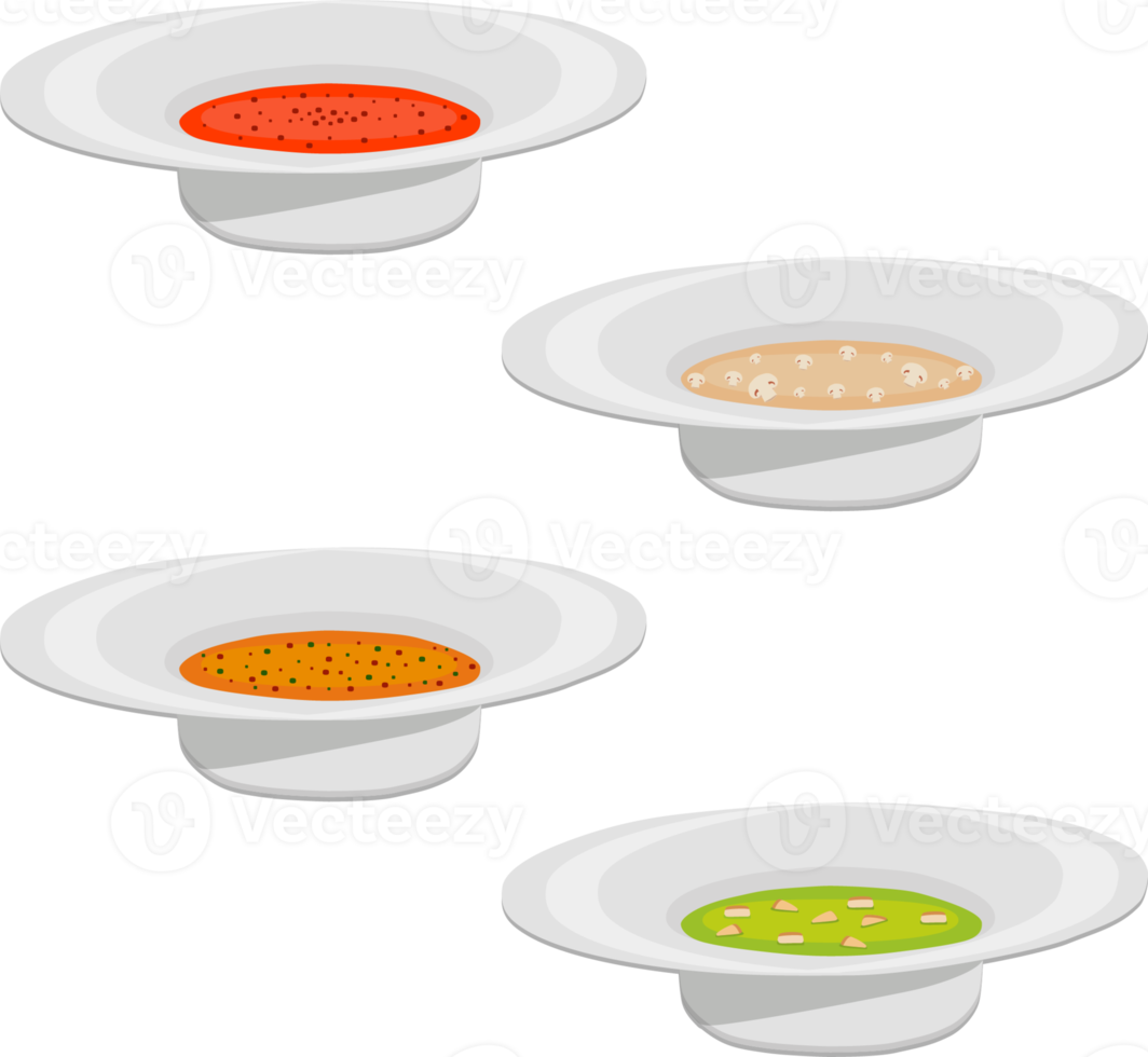 Various ceramic bowl of soup png