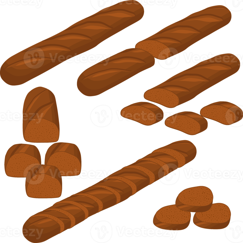 Various sweet tasty baked bread png