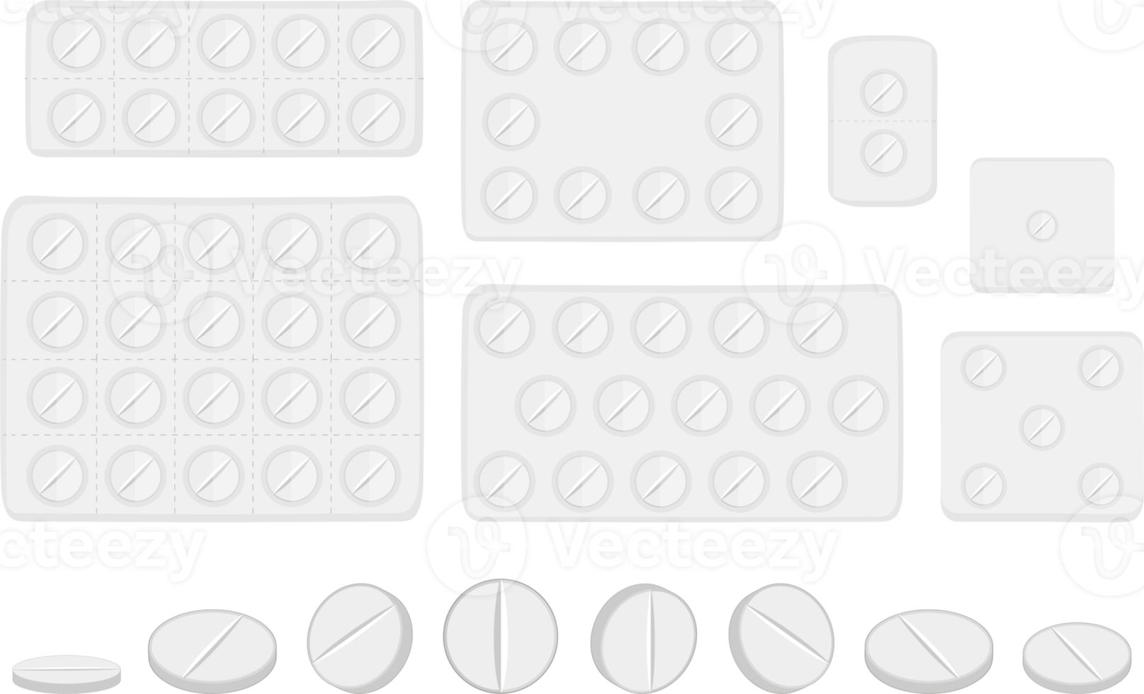 big colored set different types of pills png