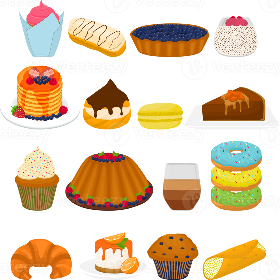 varios dulce sabroso postres png