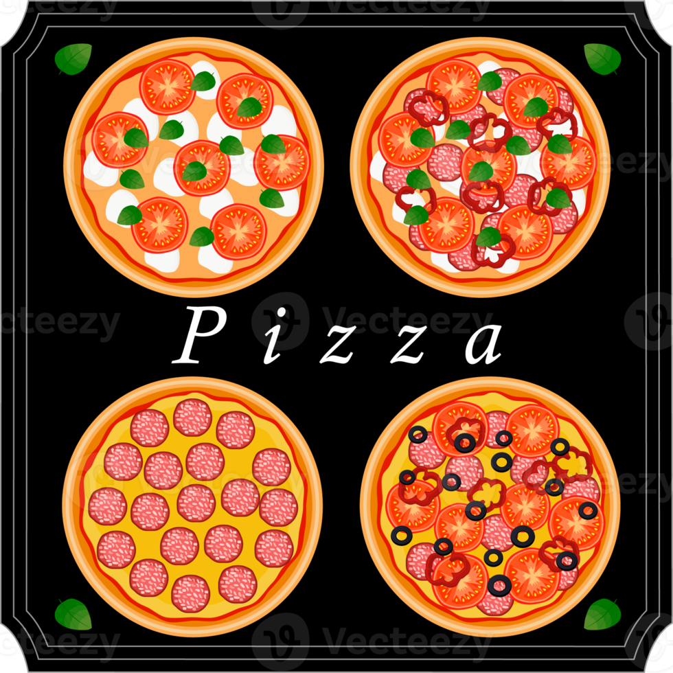 diverses pizzas savoureuses sucrées png