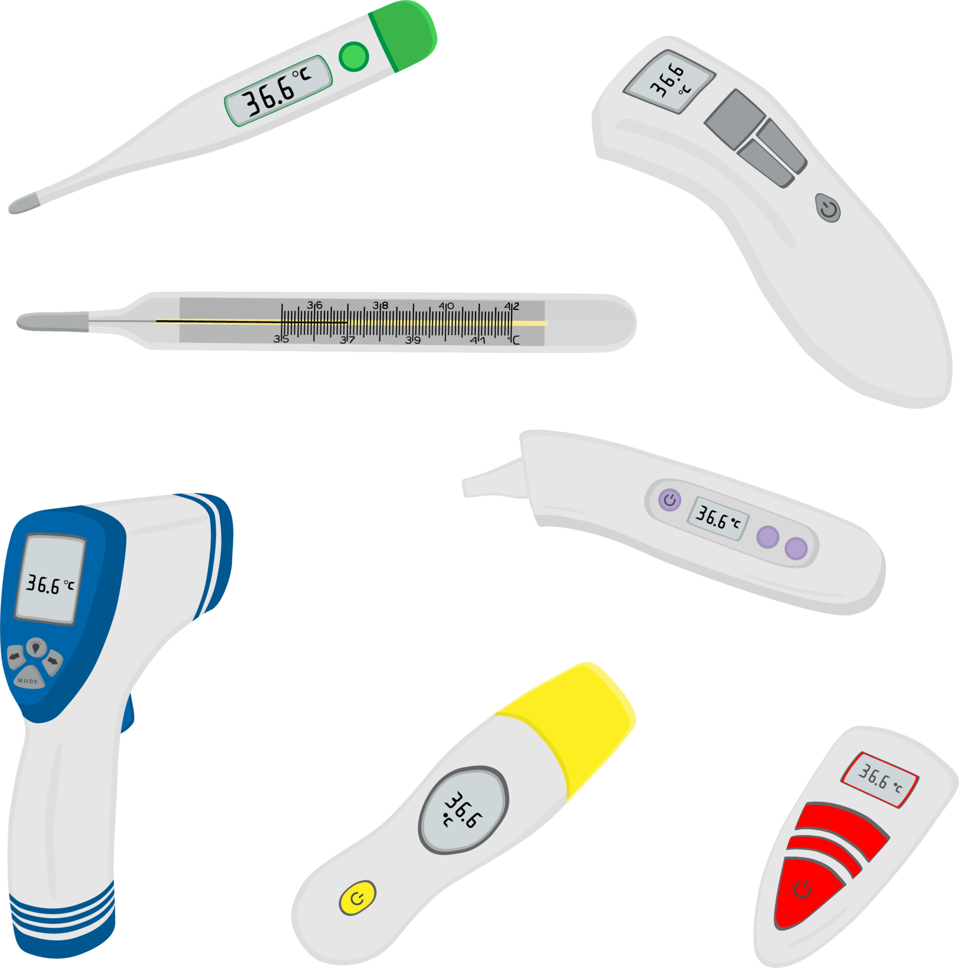 big set different types of thermometers for hospital 21253501 PNG