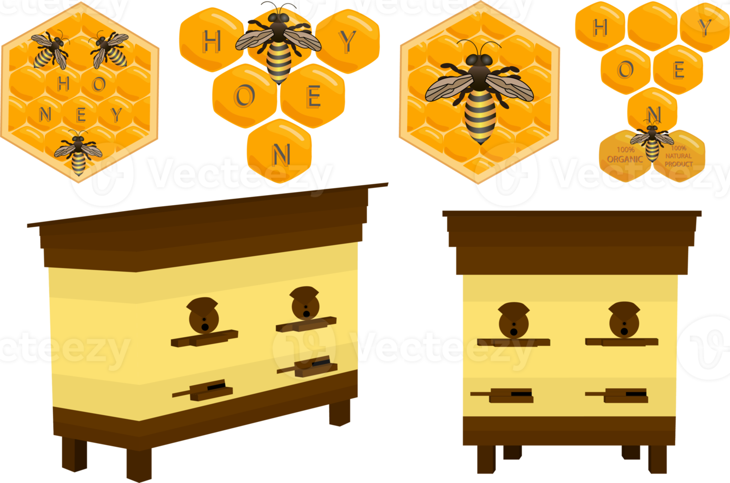 Beehive different size for bees honeycomb png