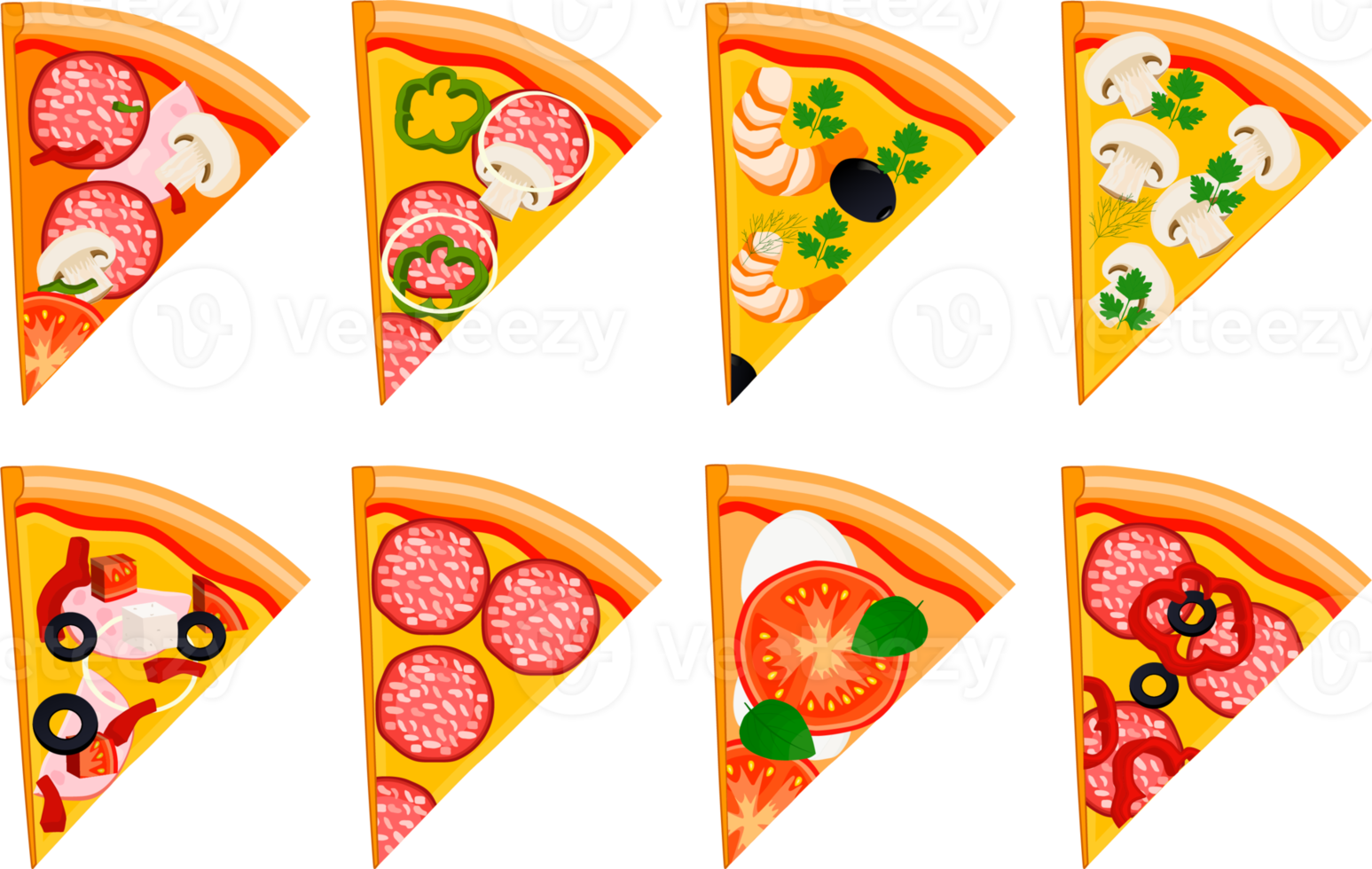 diverses pizzas savoureuses sucrées png