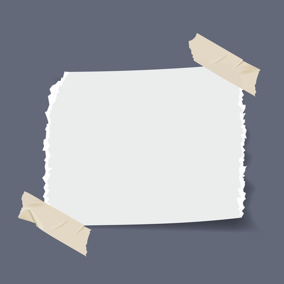 Nota Rasgado papel realista vector ilustración. rasgado papel con adhesivo cinta. adecuado para diseño elemento de nota, información memorándum, y Copiar espacio para texto y mensaje.