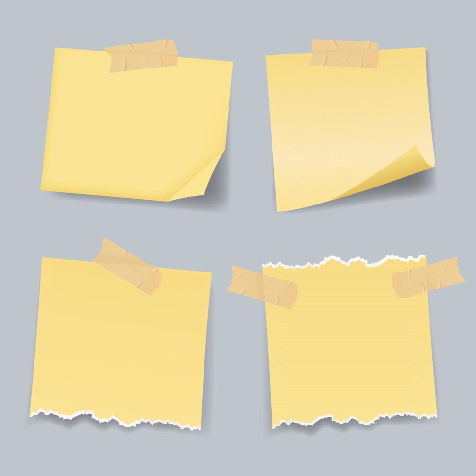 Paper note template with adhesive tape piece. Suitable for small note template, blank memo, and torn paper sheets. Blank vector notepaper of meeting reminder, to do list and office notice vector.