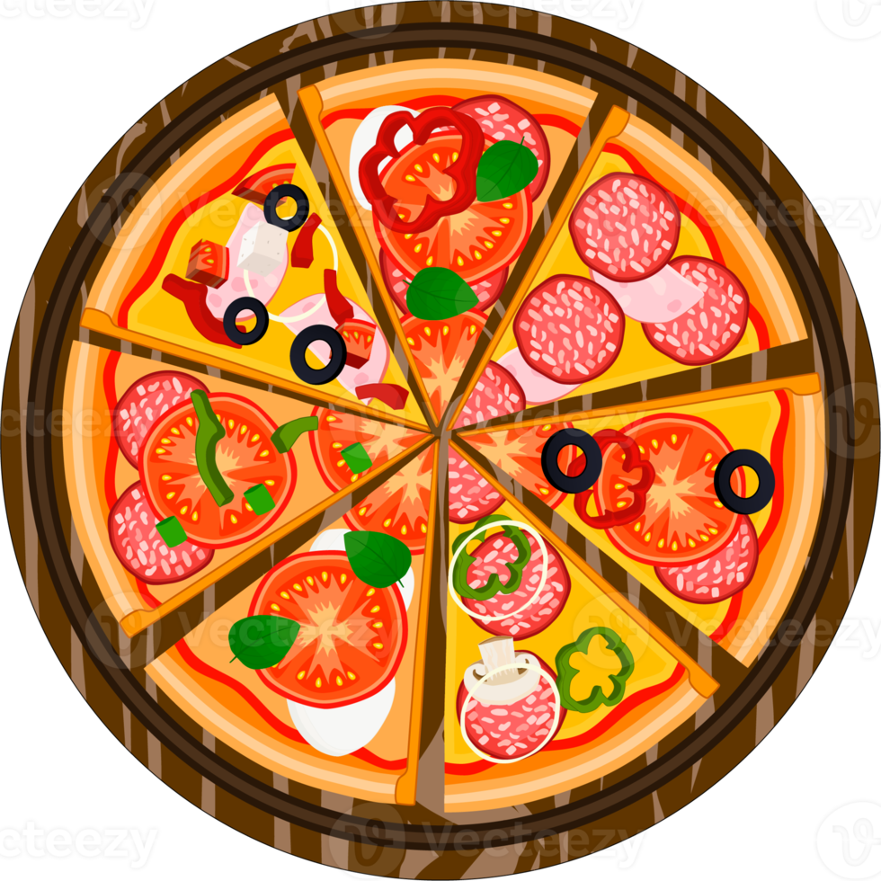 diverses pizzas savoureuses sucrées png