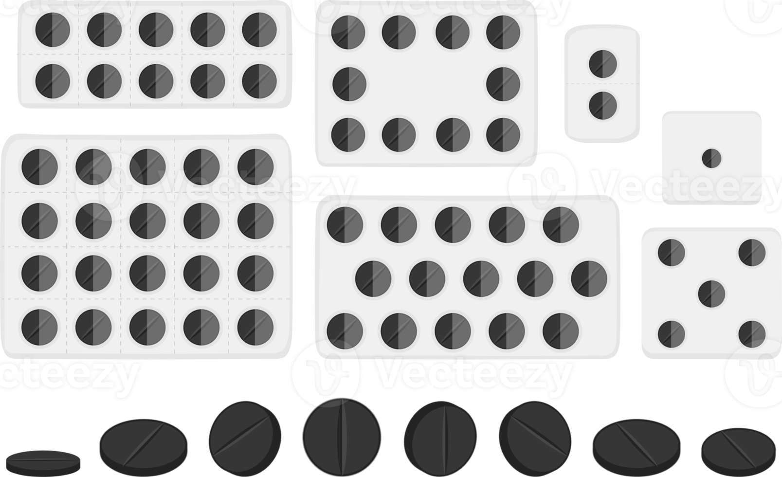 big colored set different types of pills png