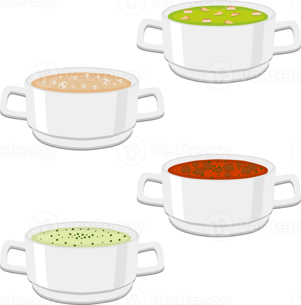 Various ceramic bowl of soup png