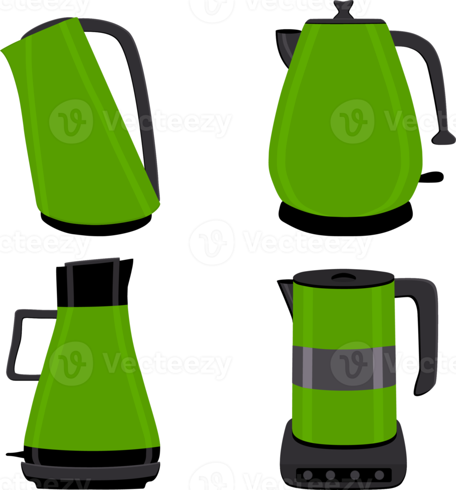 Set of beautiful electric kettles for liquid png