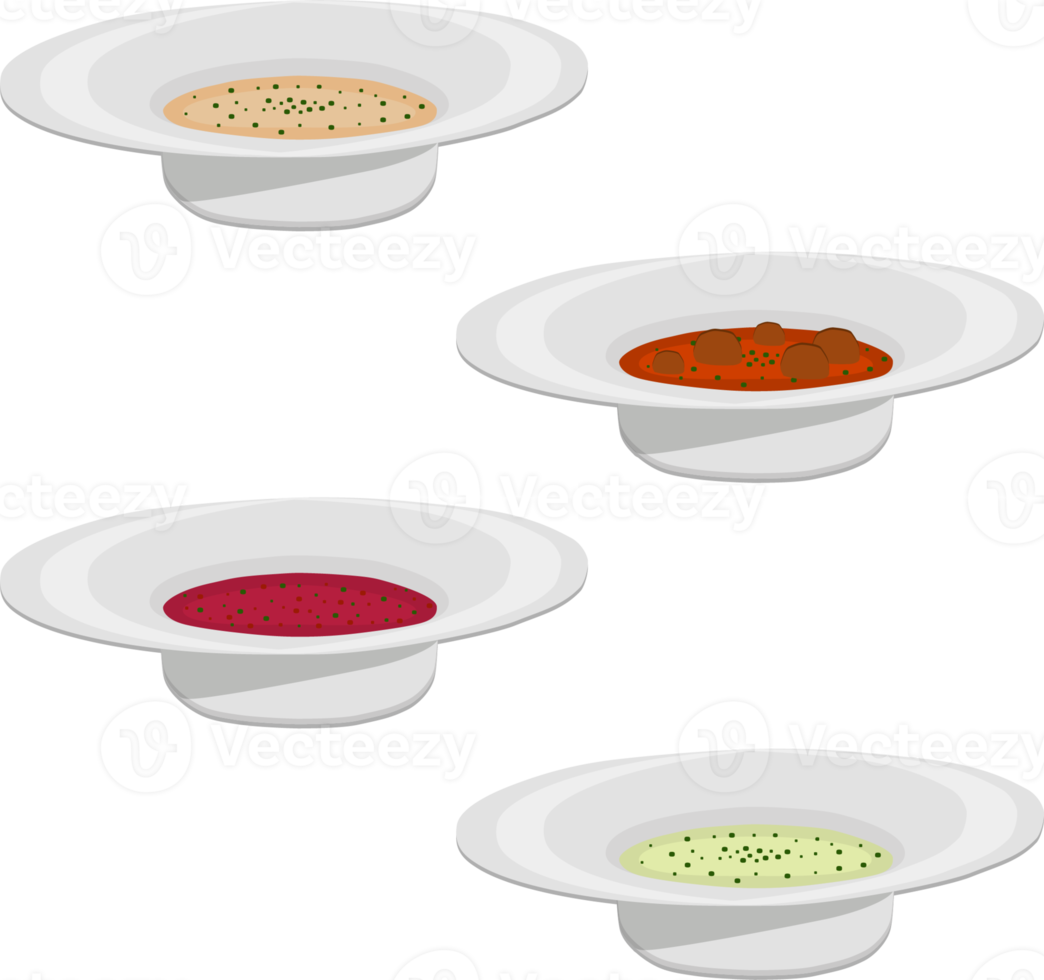 Various ceramic bowl of soup png