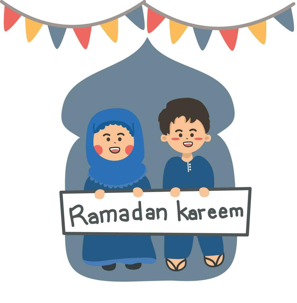 Ramadan kareem greeting card hand drawn illustration vector