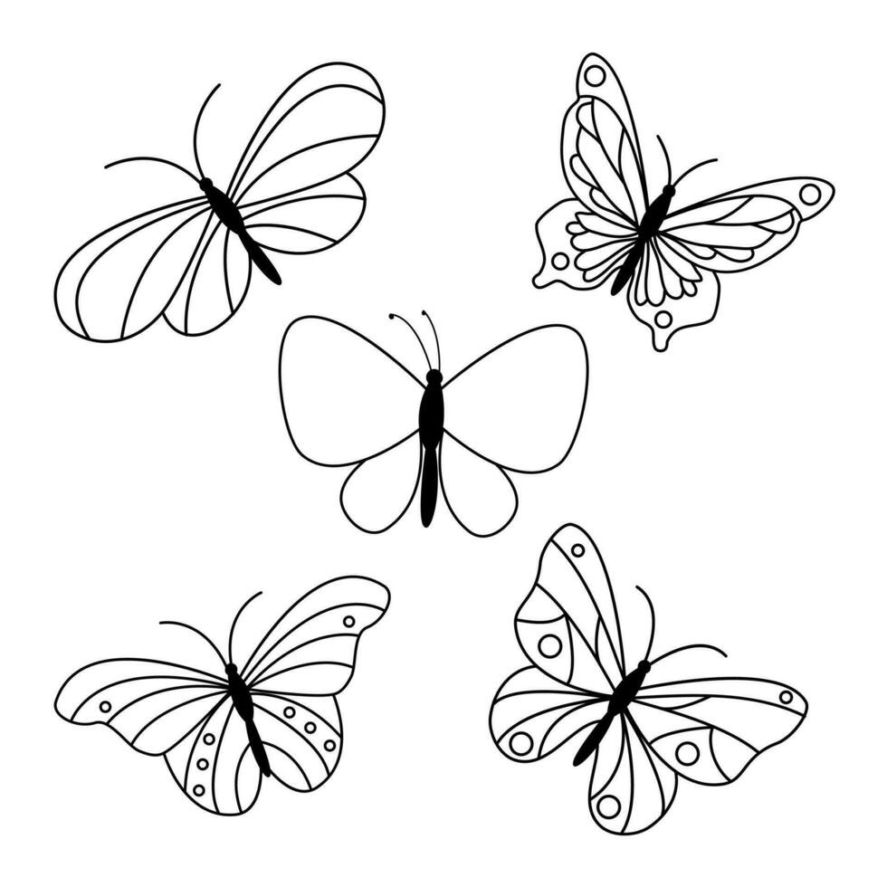Butterfly tattoo with hand drawn style vector