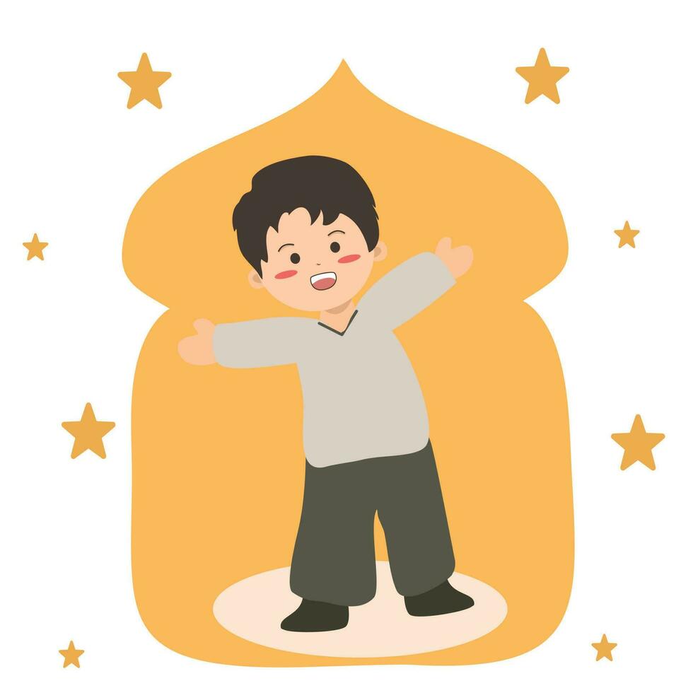 Cute Moslem Boy Ramadan Illustration vector