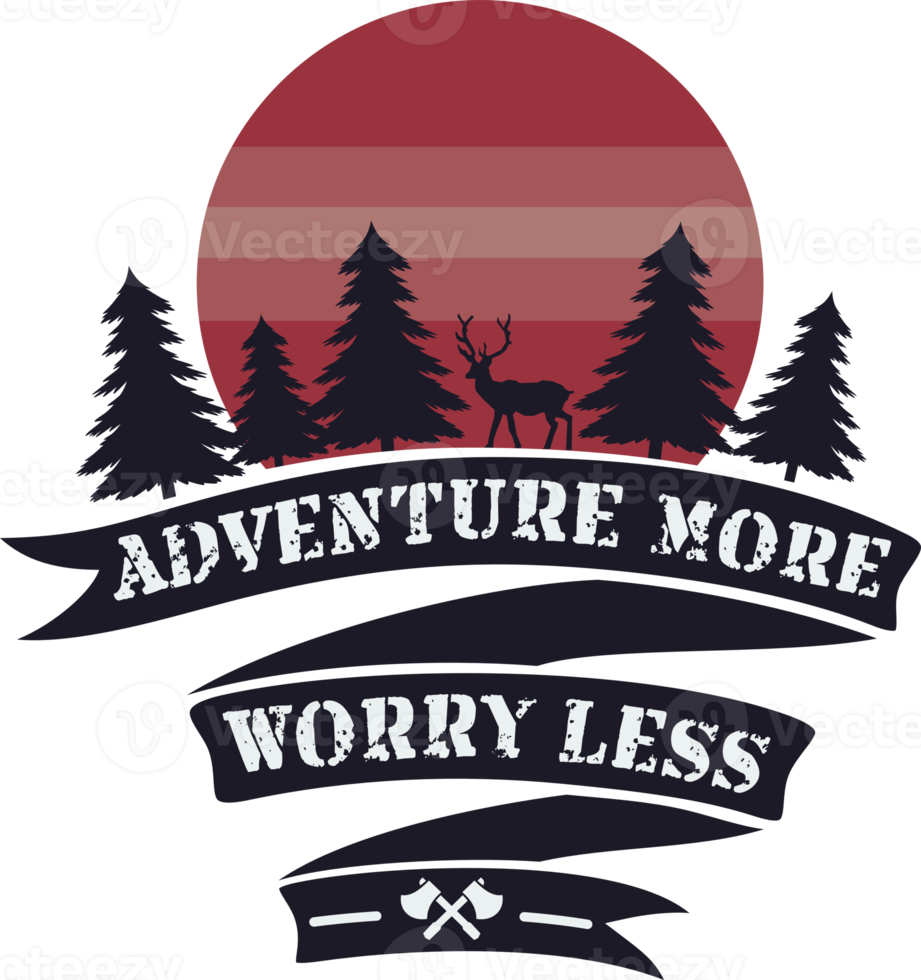 Adventure More Worry Less, Adventure and Travel Typography Quote Design. png