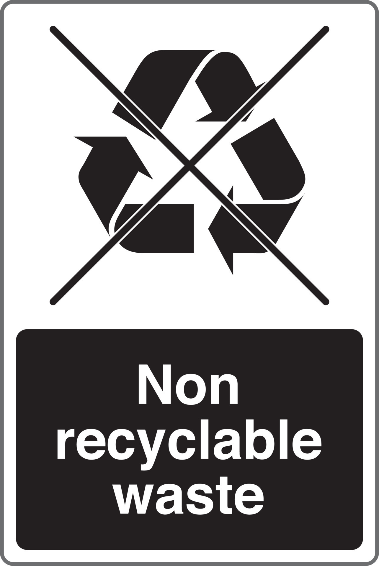 Recycling Waste Management Trash Bin Label Sticker Sign Non recyclable