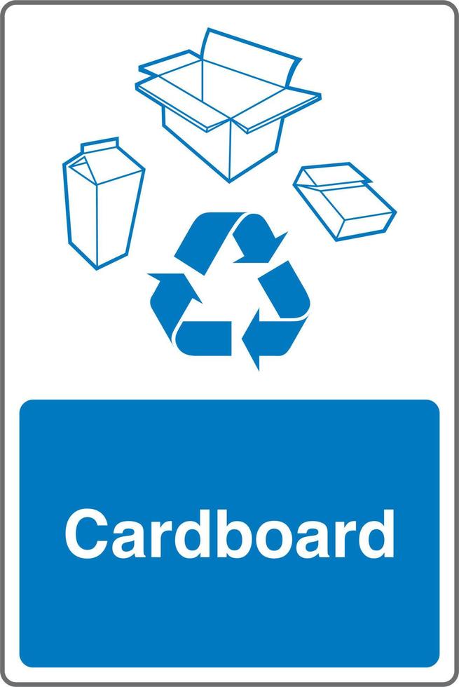 Recycling Waste Management Trash Bin Label Sticker Sign Cardboard vector