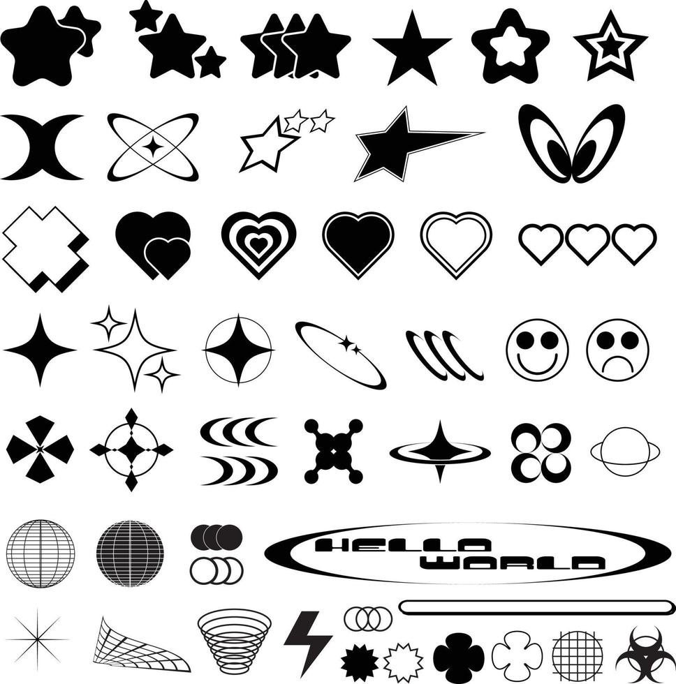 Y2K Aesthetic Icons Template over 80 Assets for Logos, Clothing