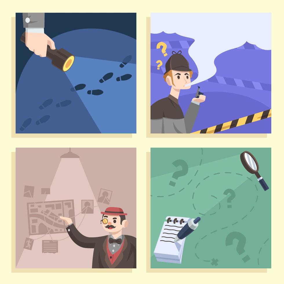 Detective Looking for Clue Social Media Post vector