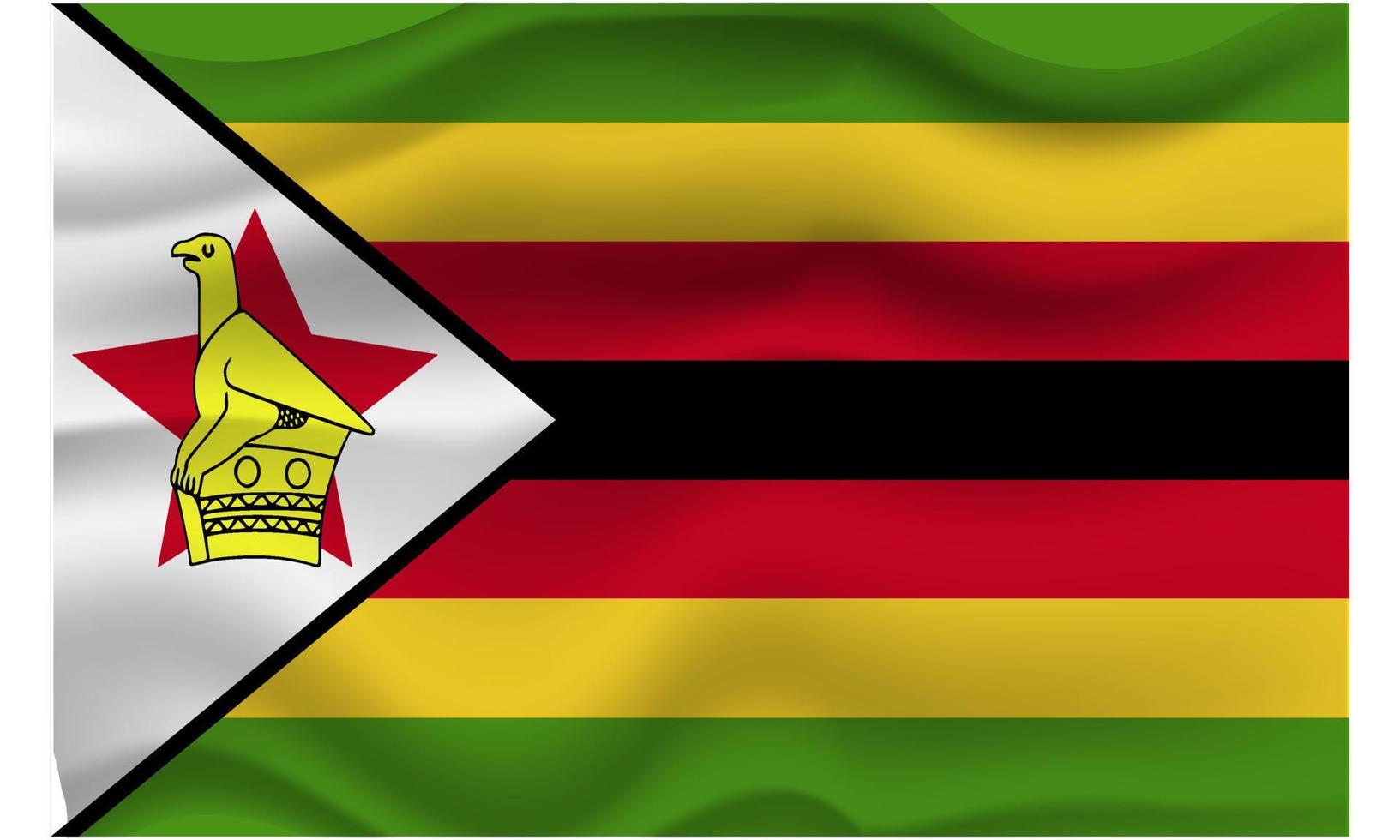 zimbabwe waving flag realistic 3d vector