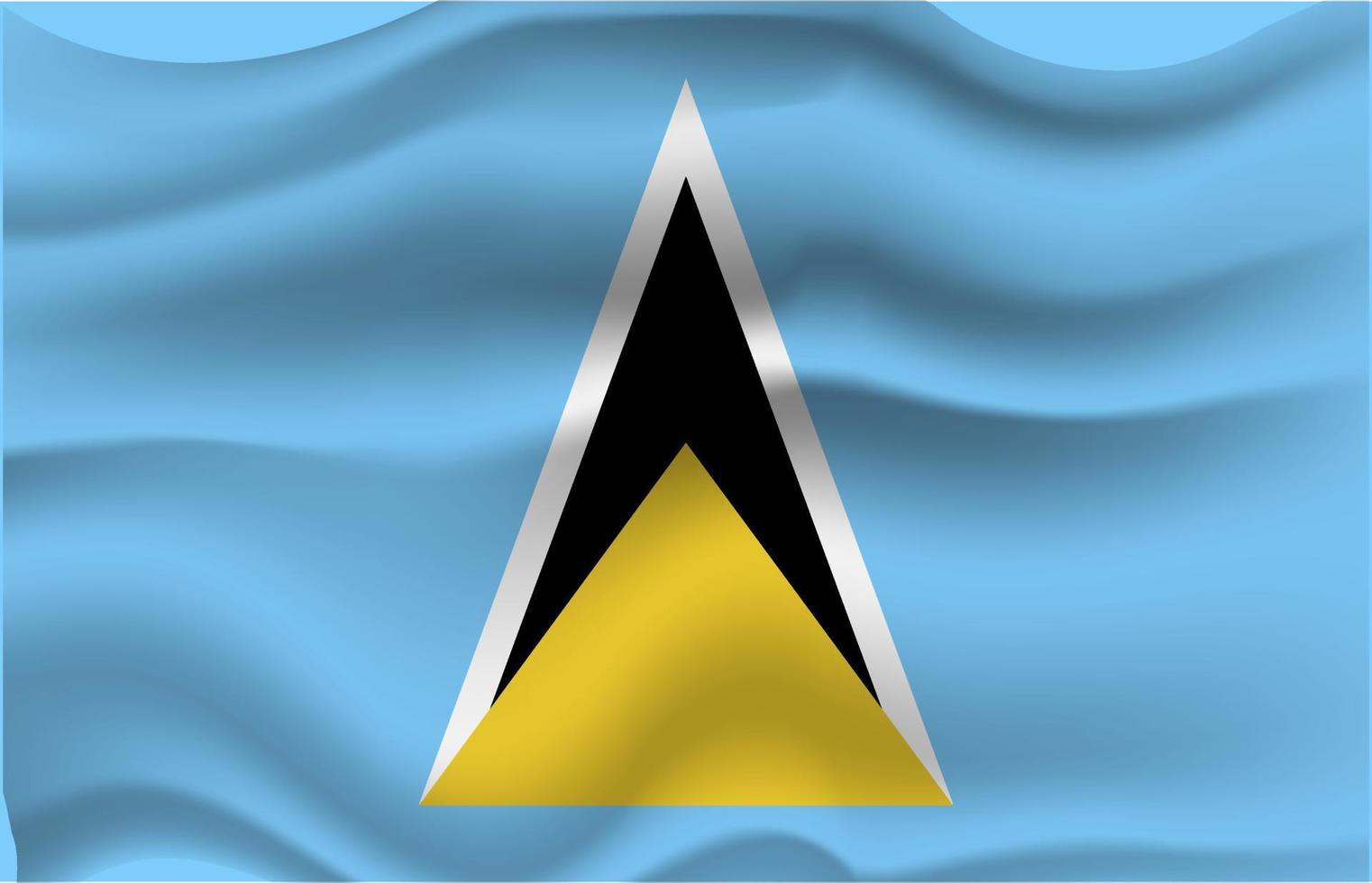Flag saint lucia wave 3d ralistic flag vector