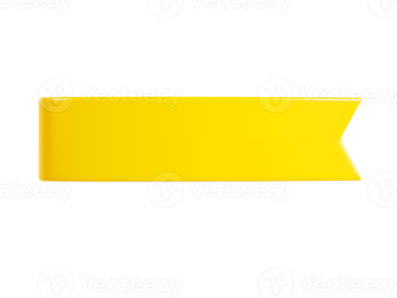 Yellow ribbon banner 3d render illustration - simple text tag or label