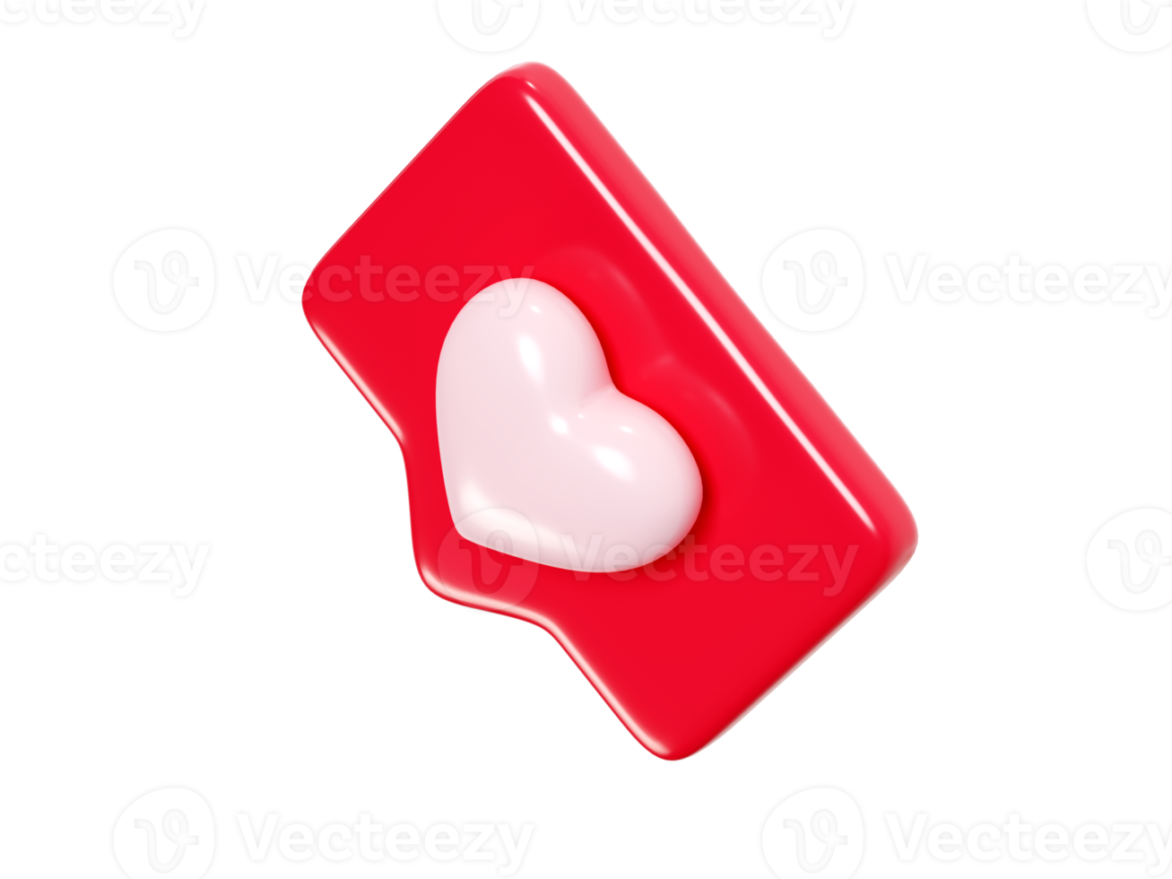 Speech bubble with heart 3d render icon - red love message or social media like notifications. png