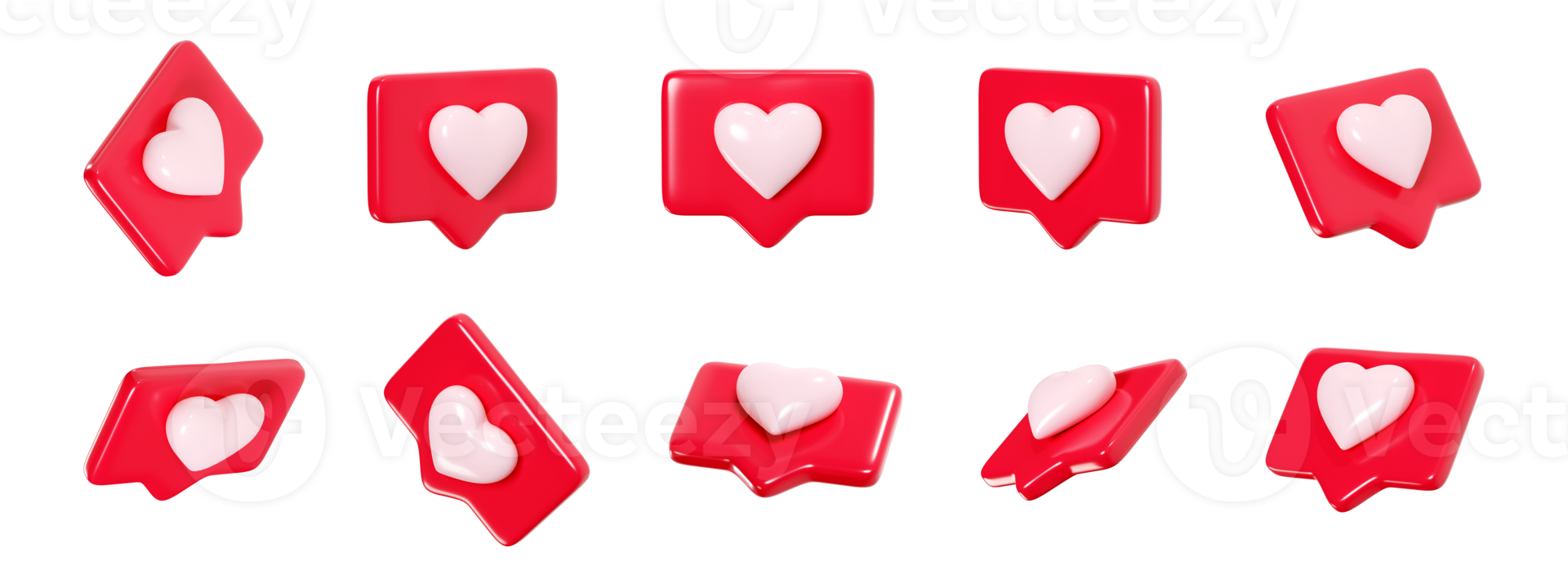 toespraak bubbel met hart 3d geven icoon reeks - rood liefde bericht of sociaal media Leuk vinden meldingen. png