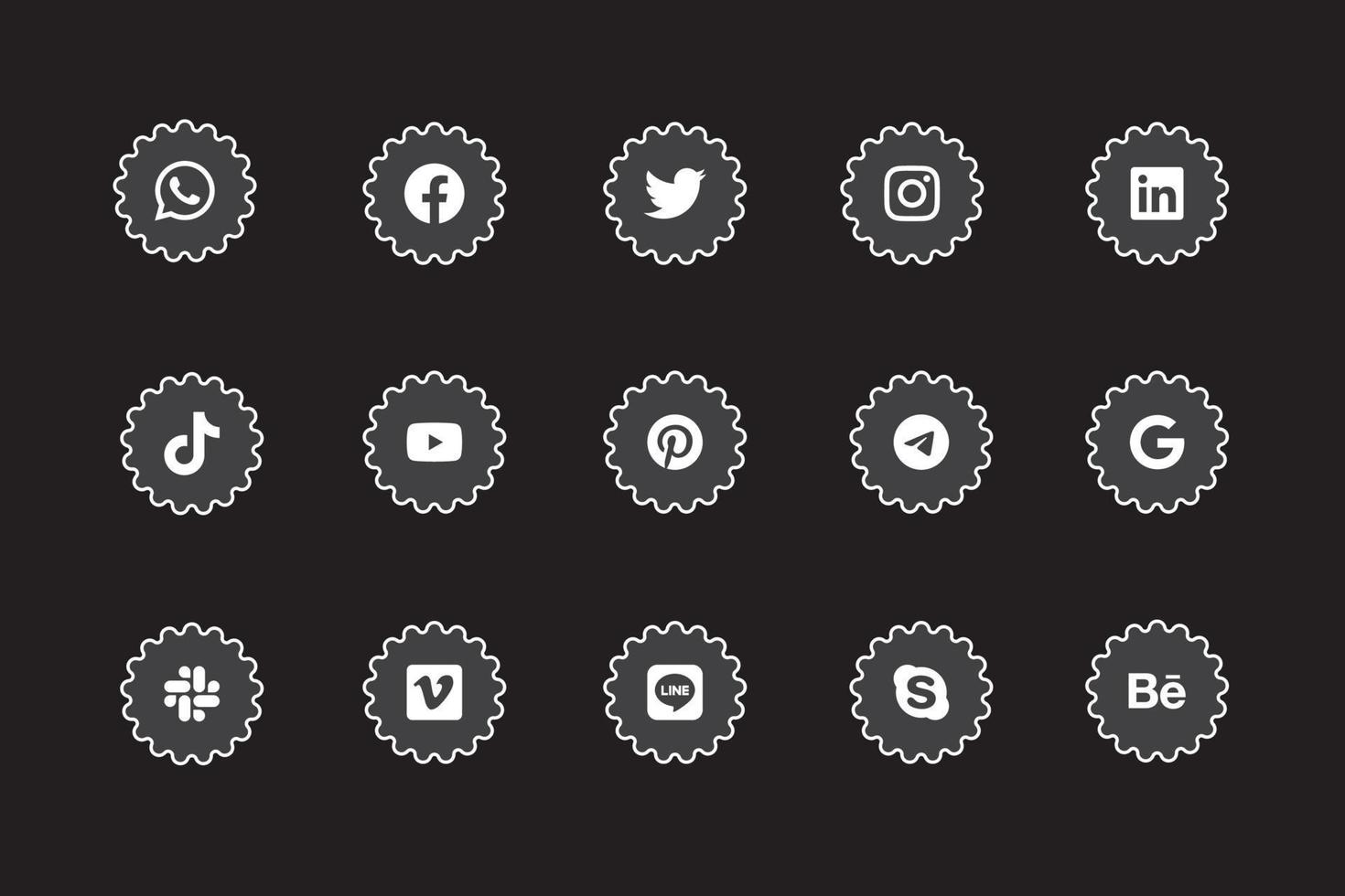 social media icons bundle facebook instagram twitter linkedIn and other logo icon vector