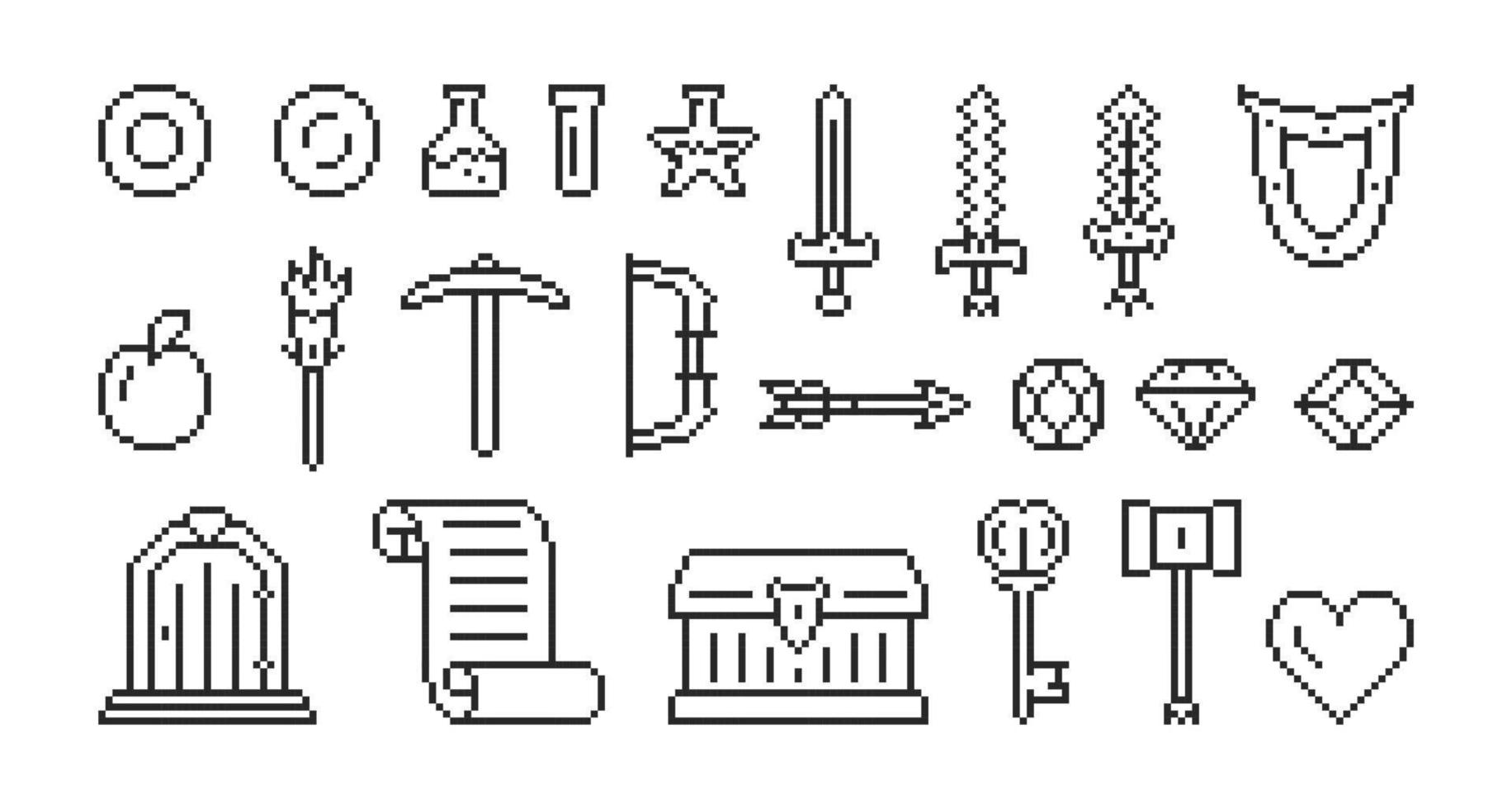 Magic game  icon in pixel style. Set of retro pixelated icons. vector