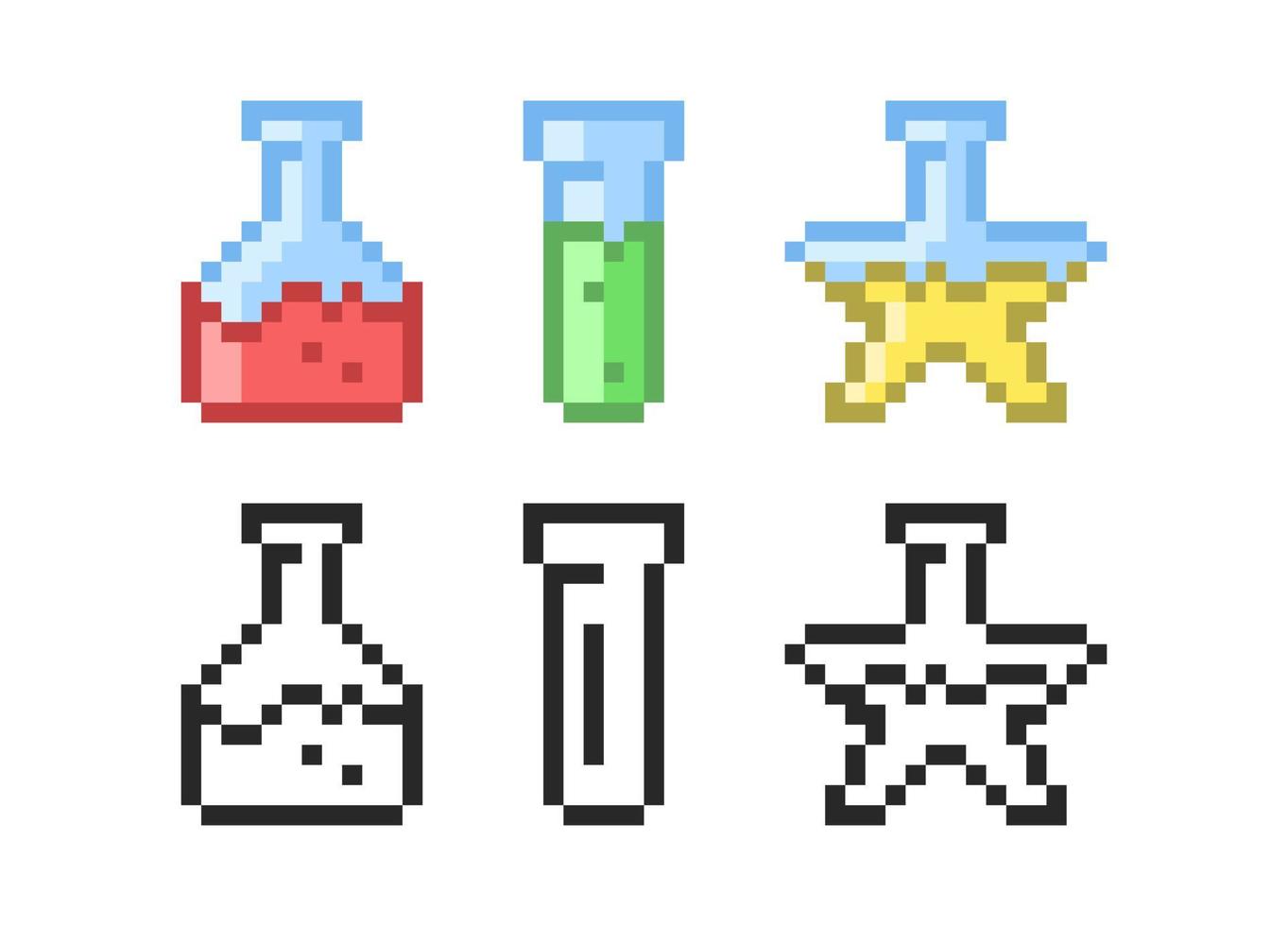 Magic potions  icon in pixel style. Set of retro pixelated icons. vector