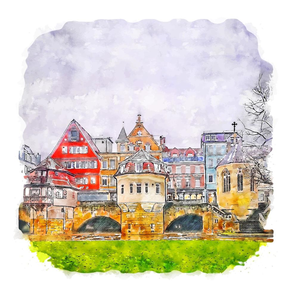 Wurttemberg Germany Watercolor sketch hand drawn illustration vector