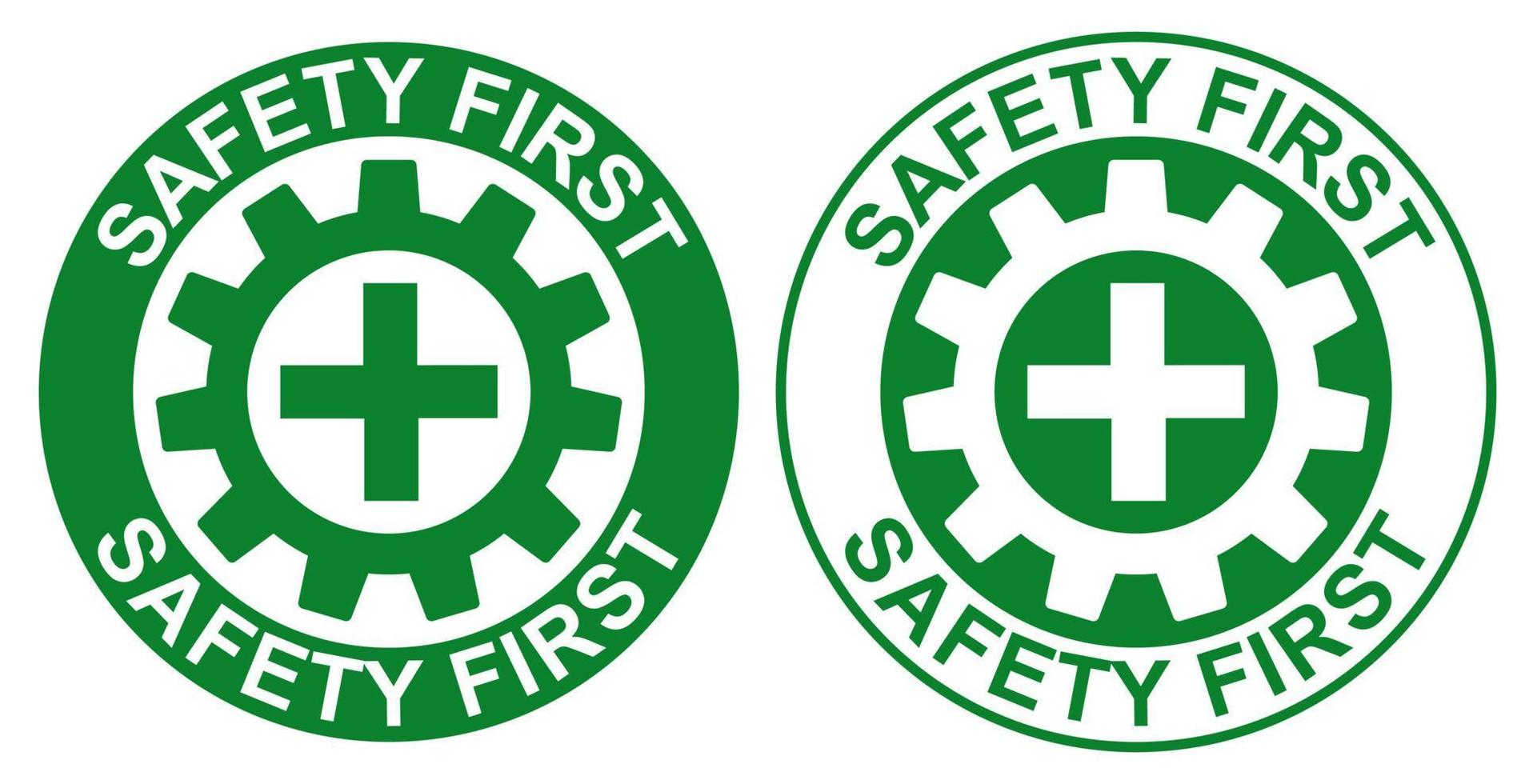 safety first logo design signage printable sign for safely at workplace factory construction banner vector