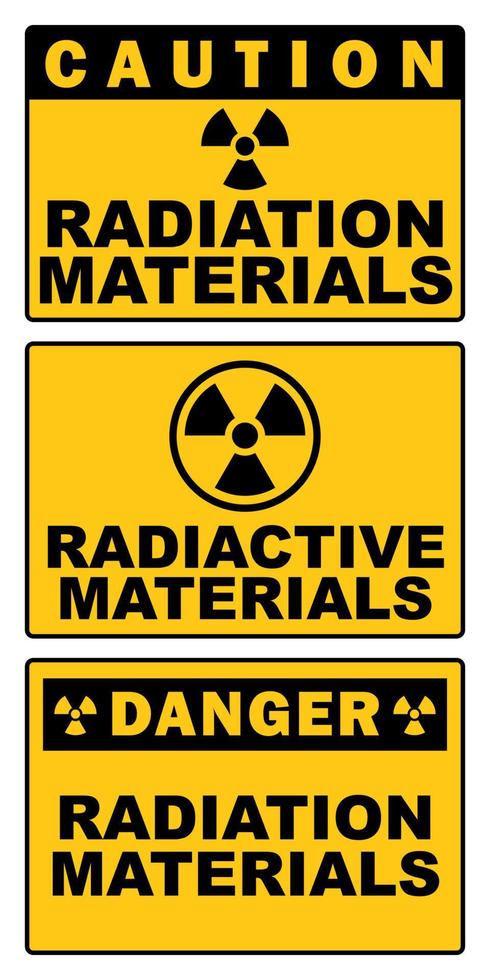 caution danger radioactive area radiation material signage yellow printable sign template design vector