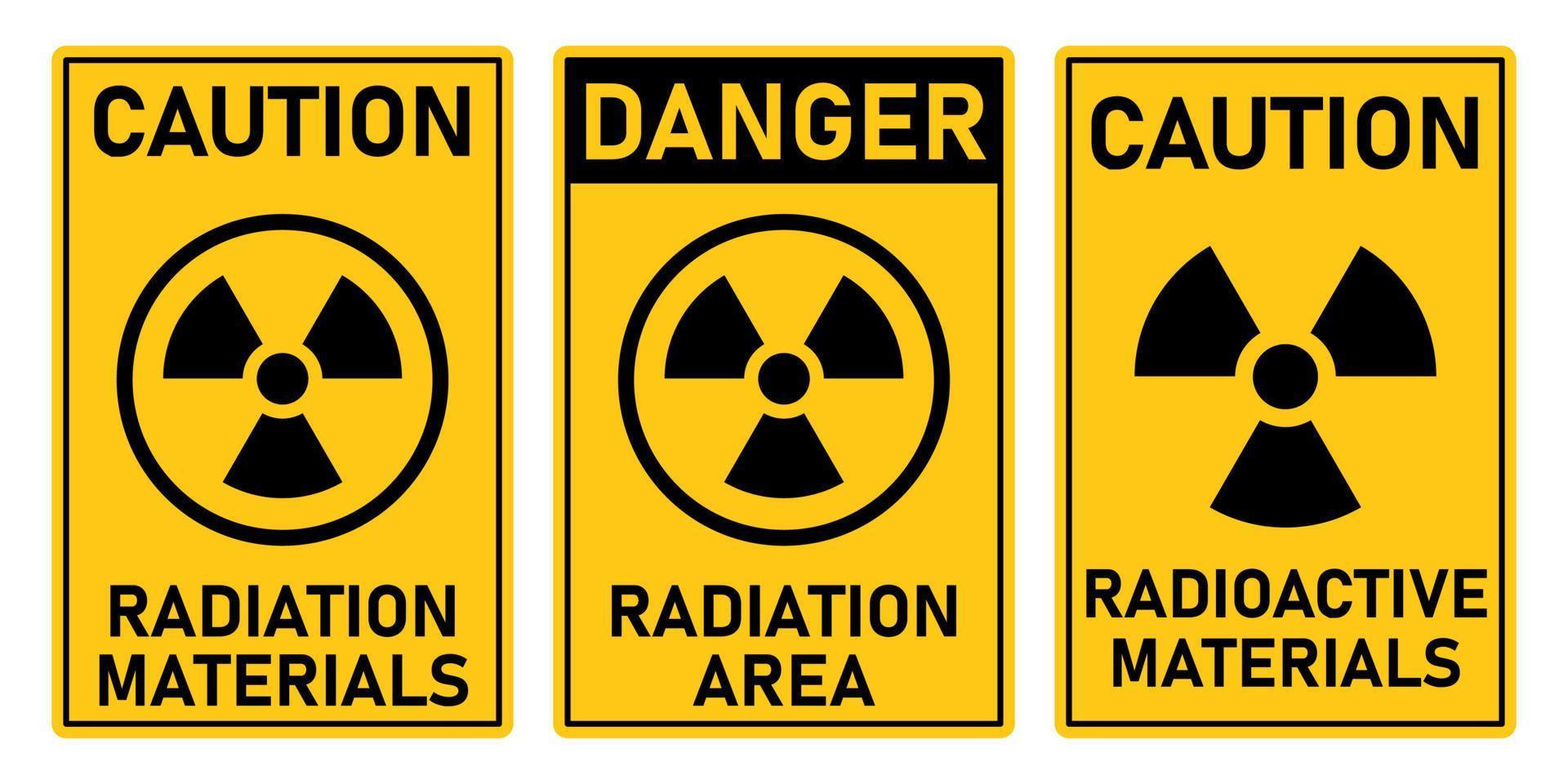 caution danger radioactive radiation material singage yellow printable sign template design vector